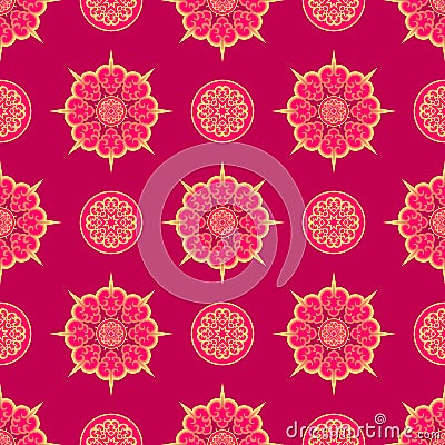 Oriental asian pattern with round elements Vector Illustration