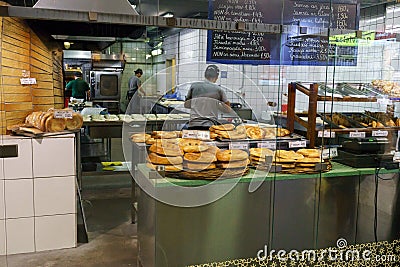 Oriental bakery with Traditional stove and freshly baked bread for sale Editorial Stock Photo