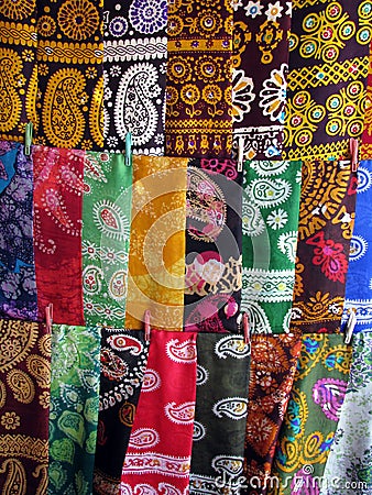 Oriental bazaar objects - silk kerchiefs Stock Photo