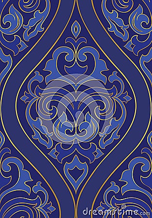 Oriental blue ornament. Vector Illustration