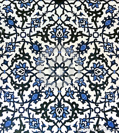 Oriental Blue and White Pattern Stock Photo