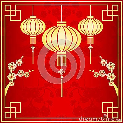 Oriental Chinese Lantern Illustration Vector Illustration