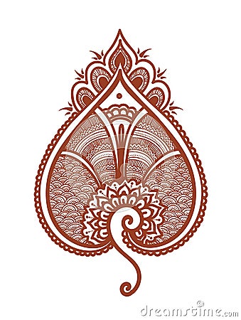 Oriental composition - decorative indian henna tattoo design. Eastern vector Vector Illustration