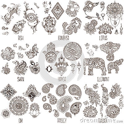 Oriental decorative symbols Vector Illustration