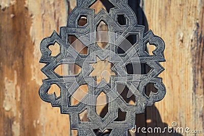 Oriental door detail - metal door handle closeup Stock Photo