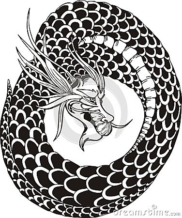 Oriental dragon circle Vector Illustration