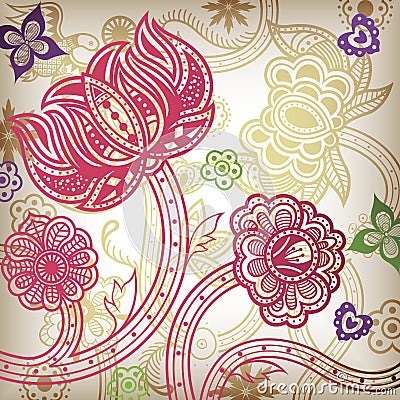 Oriental Floral Abstract Vector Illustration