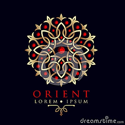 Oriental geometric design asia pattern logo template. Vector Illustration