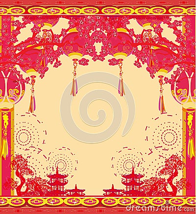 Oriental Happy Chinese New Year card Vector Illustration