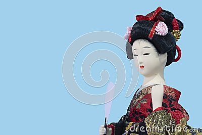 Oriental Japanese Brocade Kimono Kabuki Doll Geisha Figure. Stock Photo
