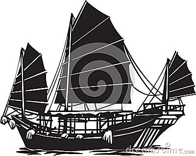 Oriental Junk Vector Illustration