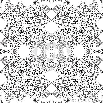 Oriental kaleidoscope fractal. Abstract black and white pattern. Vector. Vector Illustration