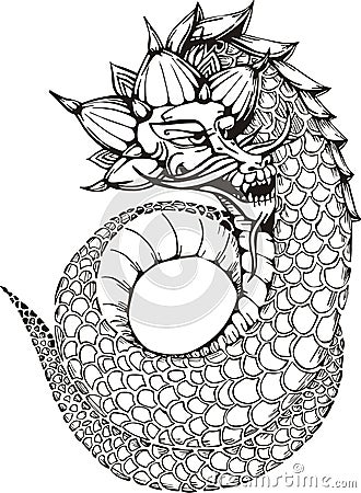 Oriental legless dragon Vector Illustration