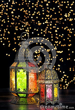 Oriental light lantern Arabic holidays decoration Ramadan Stock Photo