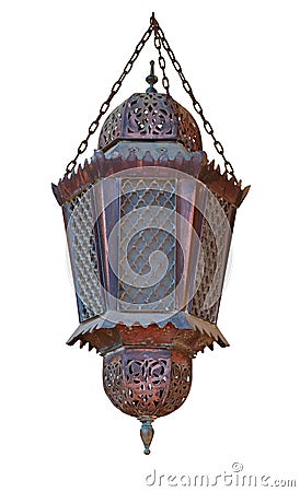 Oriental light lantern on white background. Arabic decoration. I Stock Photo
