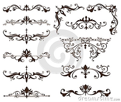 Oriental ornaments borders decorative elements with corners curls Arab and Indian patterns and frame Vector Illustration