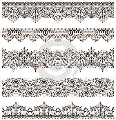 Oriental ornaments vintage design elements Antique Victorian lace borders the Arabian ornaments and curls Vector Illustration