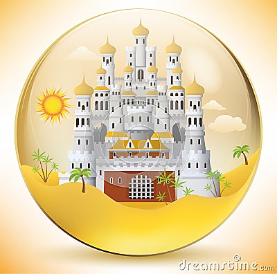 Oriental palace in the glass sphere Vector Illustration