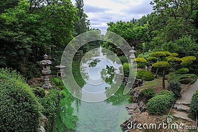 Oriental park with wunderful trees Stock Photo