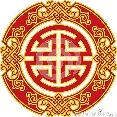 Oriental Pattern - Chinese Career Luck Symbol Vector Illustration