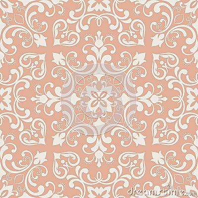 Oriental pattern with damask, arabesque and floral elements. Seamless abstract background Vector Illustration