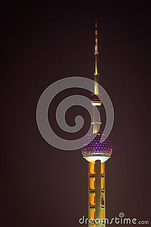 Oriental Pearl Tower at night Stock Photo