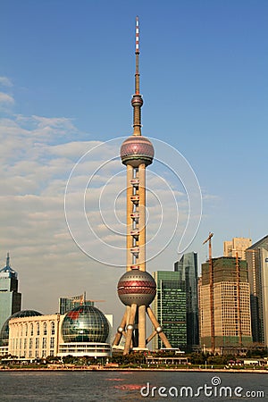 The Oriental Pearl Tower in Shanghai Stock Photo