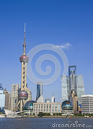 the oriental pearl TV tower Of shanghai Stock Photo