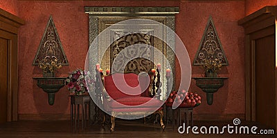 Oriental room with flowers Stock Photo