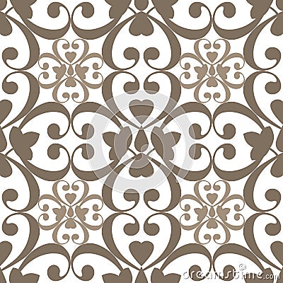 Oriental seamless pattern damask arabesque and floral brown elem Stock Photo