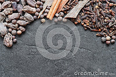 Oriental spices on the stone background Stock Photo