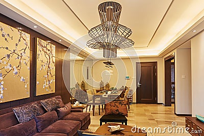 Oriental style living room dining area Stock Photo