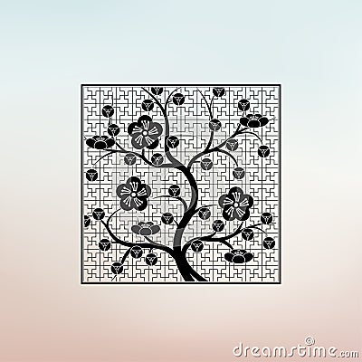 Oriental style pattern plum blossom, cherry blossom Vector Illustration