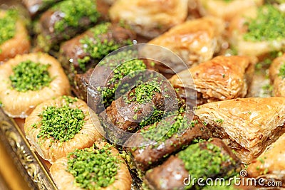 Oriental sweets with nuts Stock Photo