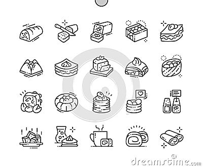 Oriental sweets Well-crafted Pixel Perfect Vector Thin Line Icons 30 2x Grid for Web Graphics and Apps. Vector Illustration