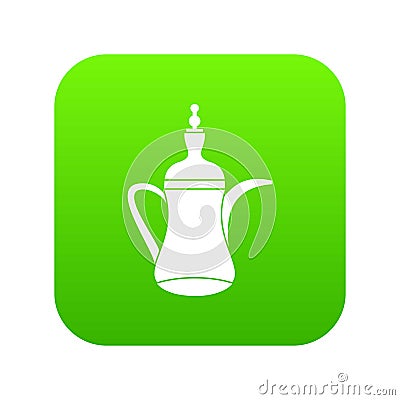 Oriental teapot icon digital green Vector Illustration