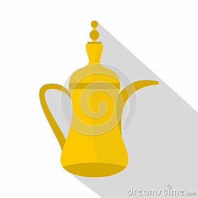 Oriental teapot icon, flat style Vector Illustration