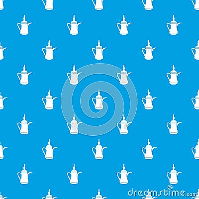 Oriental teapot pattern seamless blue Vector Illustration