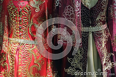 Oriental traditional dresses Stock Photo