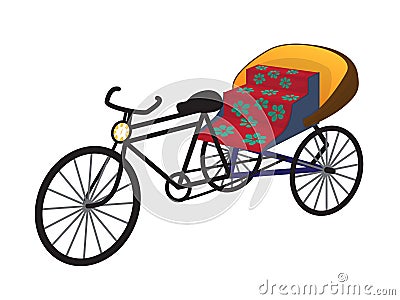 Oriental tricycle rickshaw cab, vector Vector Illustration