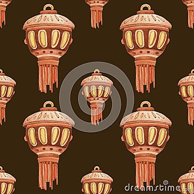 Oriental vintage handpainted lantern pattern Stock Photo