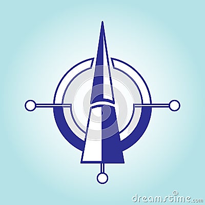 Orientation on the sides of the world from north to south on a light blue background. Vector flat design. Vector Illustration