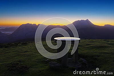 Orientation table in Saibi mountain top Stock Photo