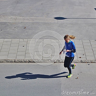 Orienteering competition in urban environment Editorial Stock Photo