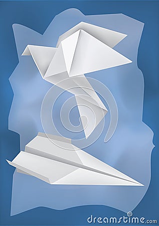 Origami airplane dove Vector Illustration