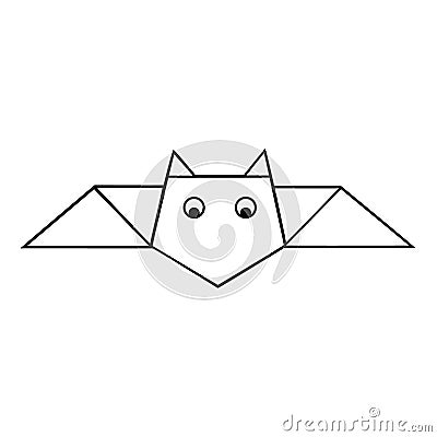 Origami bat. Simple shape of origami paper bat. Asian art. Illustration vector. Vector Illustration