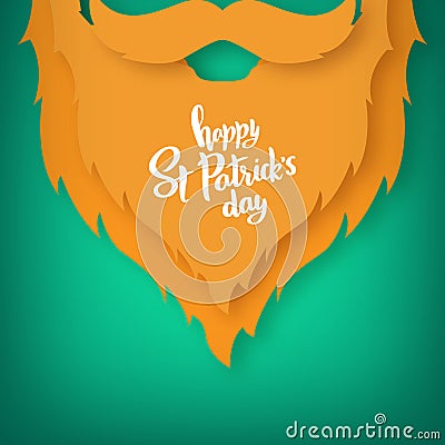 Origami of the beard of Irishman. St. Patrick`s day. Vector Illustration