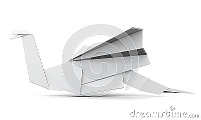 Origami bird isolated on white background. 3d rendering Stock Photo