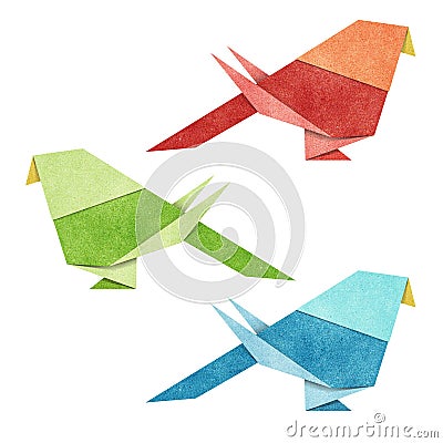 Origami Bird Recycle Papercraft Stock Photo