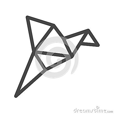 Origami Bird Thin Line Vector Icon Vector Illustration